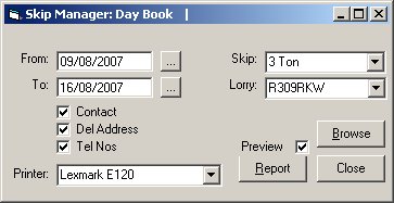 Selection Criteria for Day Book Report
