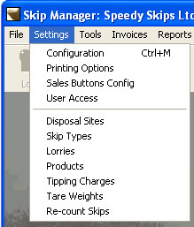 System Settings Menu Option