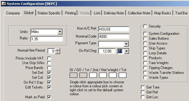 System Configuration - Global Settings